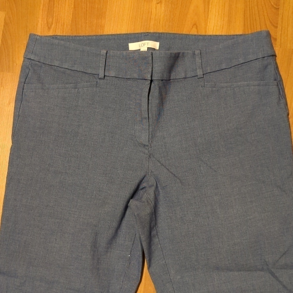 Loft Riviera Womens Size 12 Straight Leg Blue Dress Pants - Picture 2 of 12